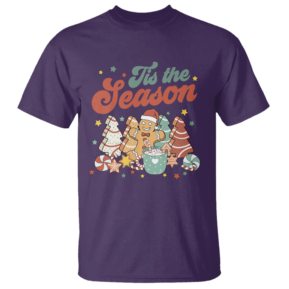 christmas-cookies-t-shirt-tis-the-season-xmas-tree-cakes-gingerbread-man-retro-groovy