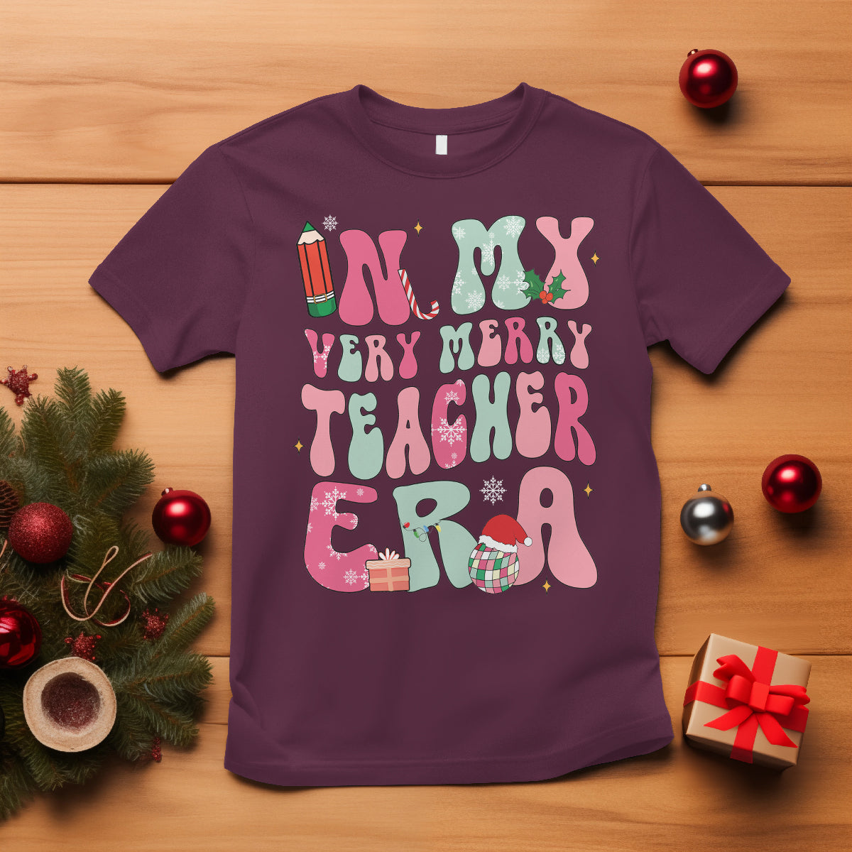 in-my-very-merry-teacher-era-xmas-groovy-christmas-t-shirt