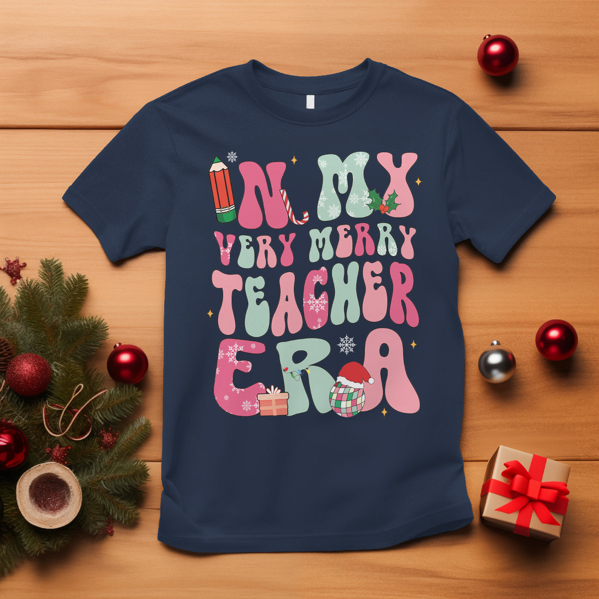 in-my-very-merry-teacher-era-xmas-groovy-christmas-t-shirt