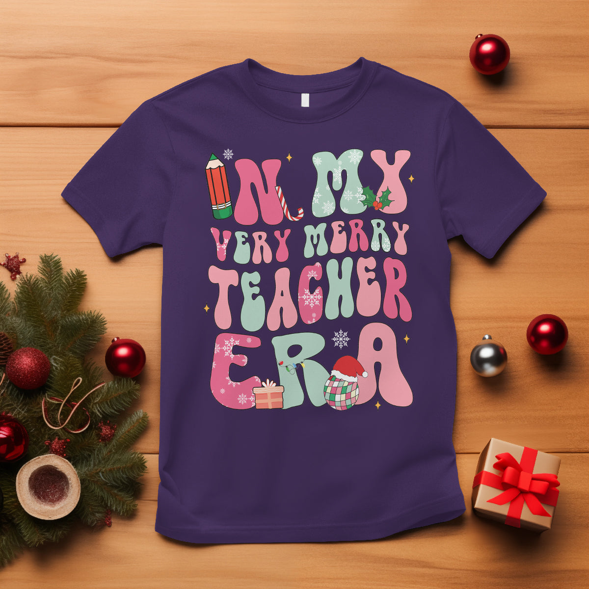 in-my-very-merry-teacher-era-xmas-groovy-christmas-t-shirt