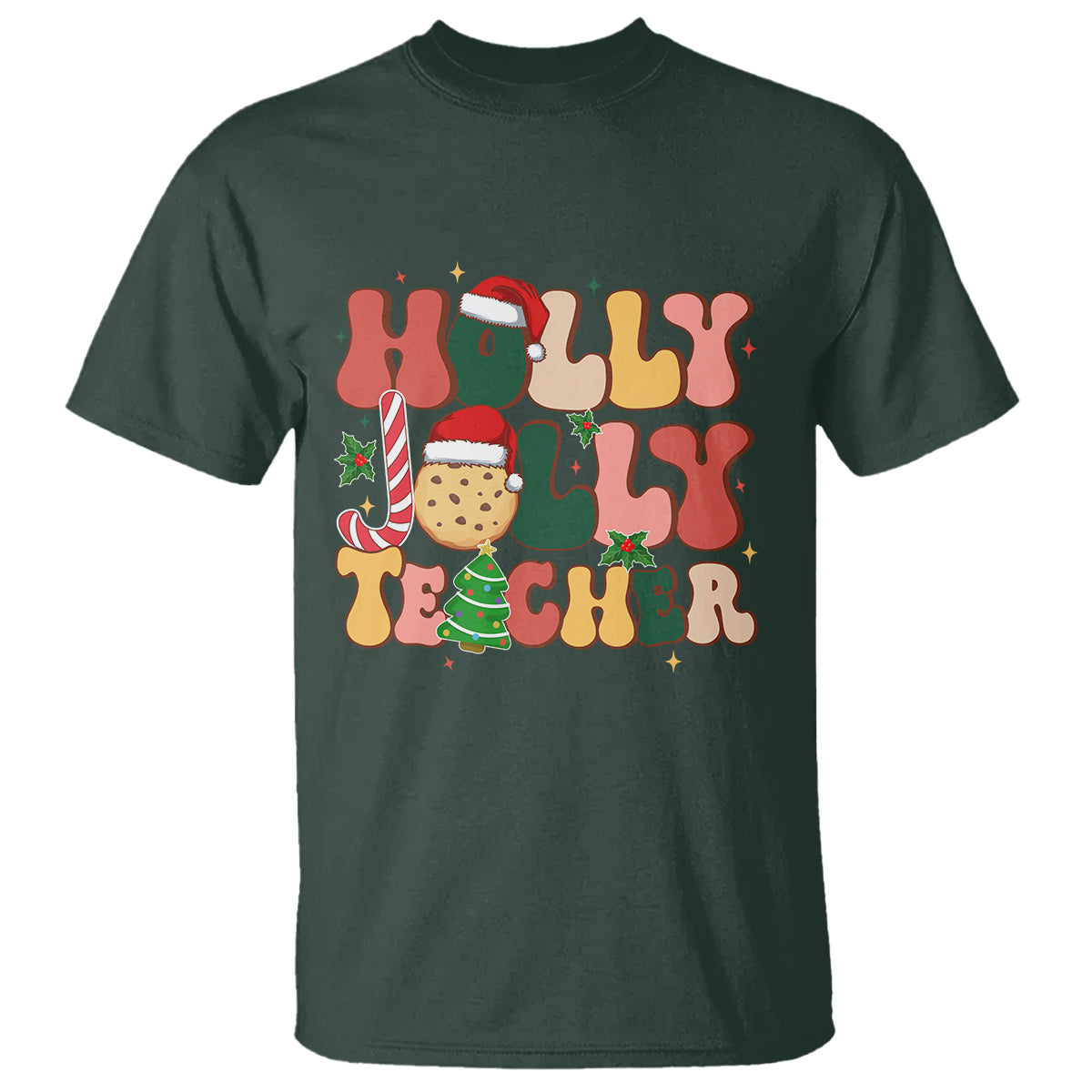 groovy-holly-jolly-teacher-christmas-retro-xmas-t-shirt