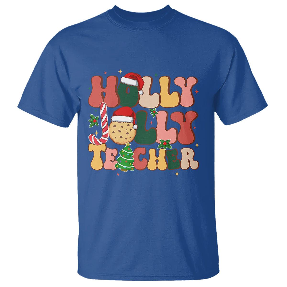 groovy-holly-jolly-teacher-christmas-retro-xmas-t-shirt