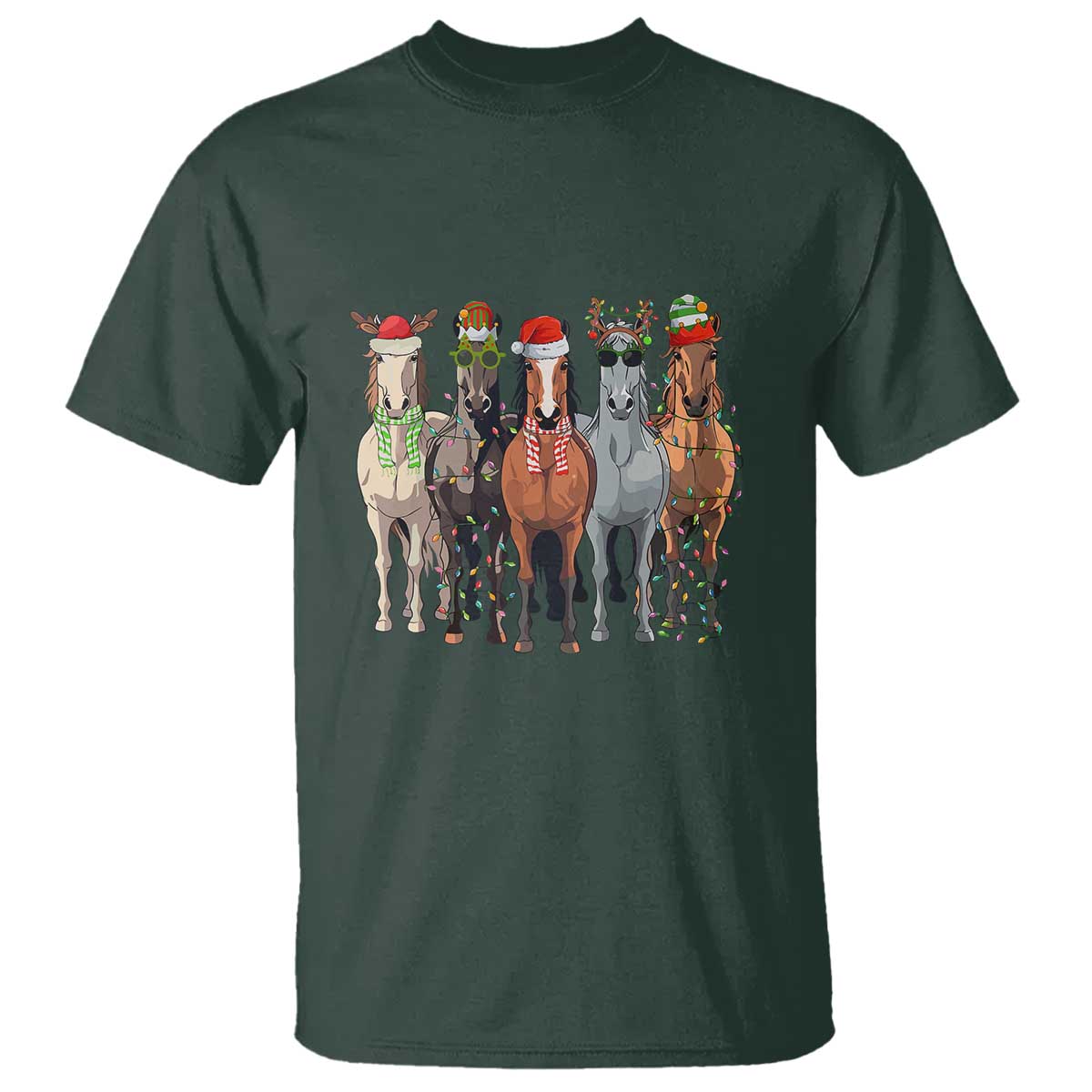 funny-christmas-horse-t-shirt-xmas-light-reindeer-horses-crew-with-santa-hat