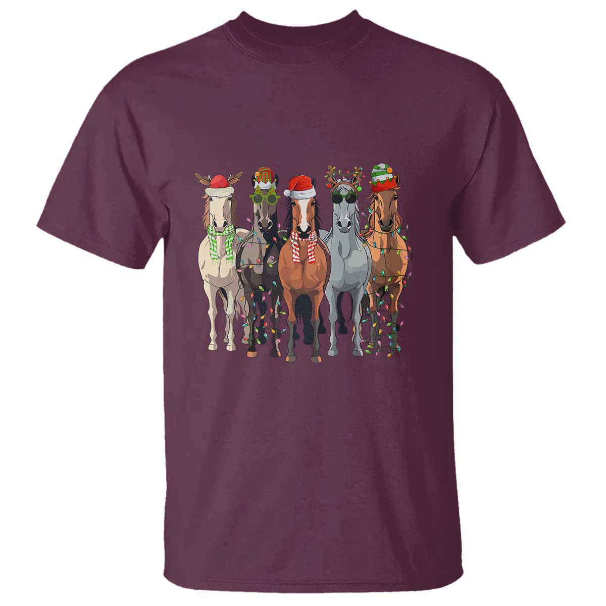 funny-christmas-horse-t-shirt-xmas-light-reindeer-horses-crew-with-santa-hat