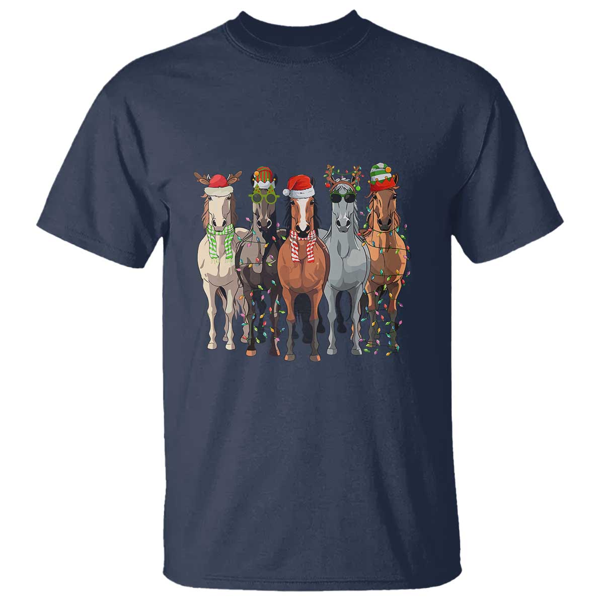 funny-christmas-horse-t-shirt-xmas-light-reindeer-horses-crew-with-santa-hat