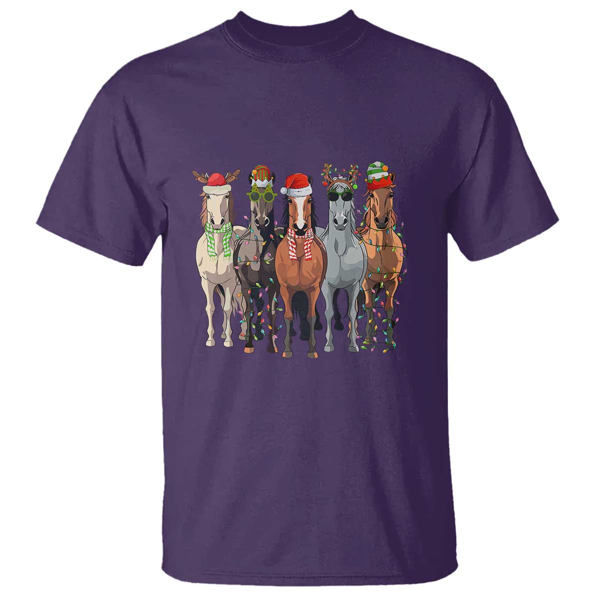 funny-christmas-horse-t-shirt-xmas-light-reindeer-horses-crew-with-santa-hat
