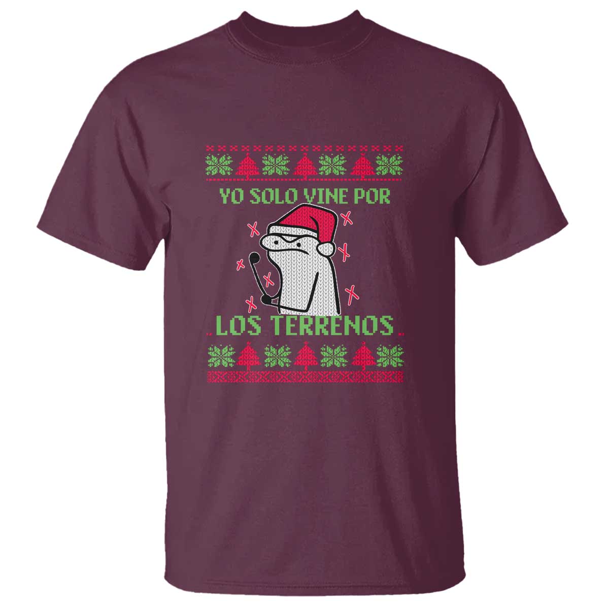 funny-spanish-ugly-christmas-t-shirt-yo-solo-vine-por-los-terrenos-im-just-here-for-feliz-navidad