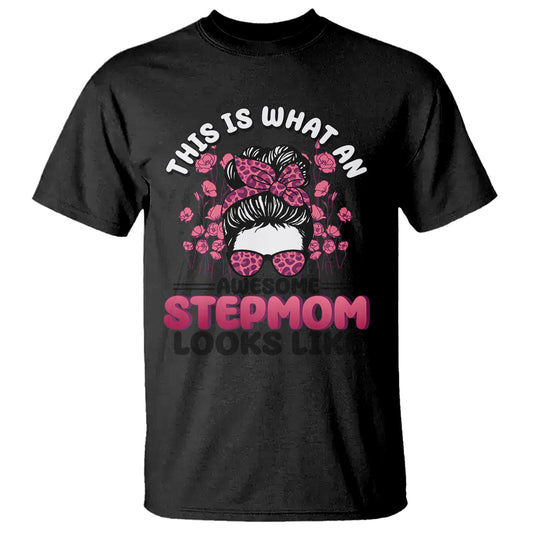 funny-bonus-mom-t-shirt-this-is-what-an-awesome-stepmom-looks-like-pink-messy-bun
