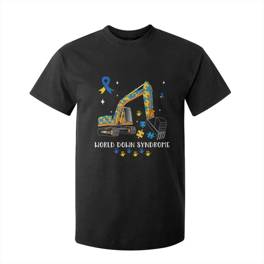 World Down Syndrome Support Day Bulldozer T Shirt For Kid