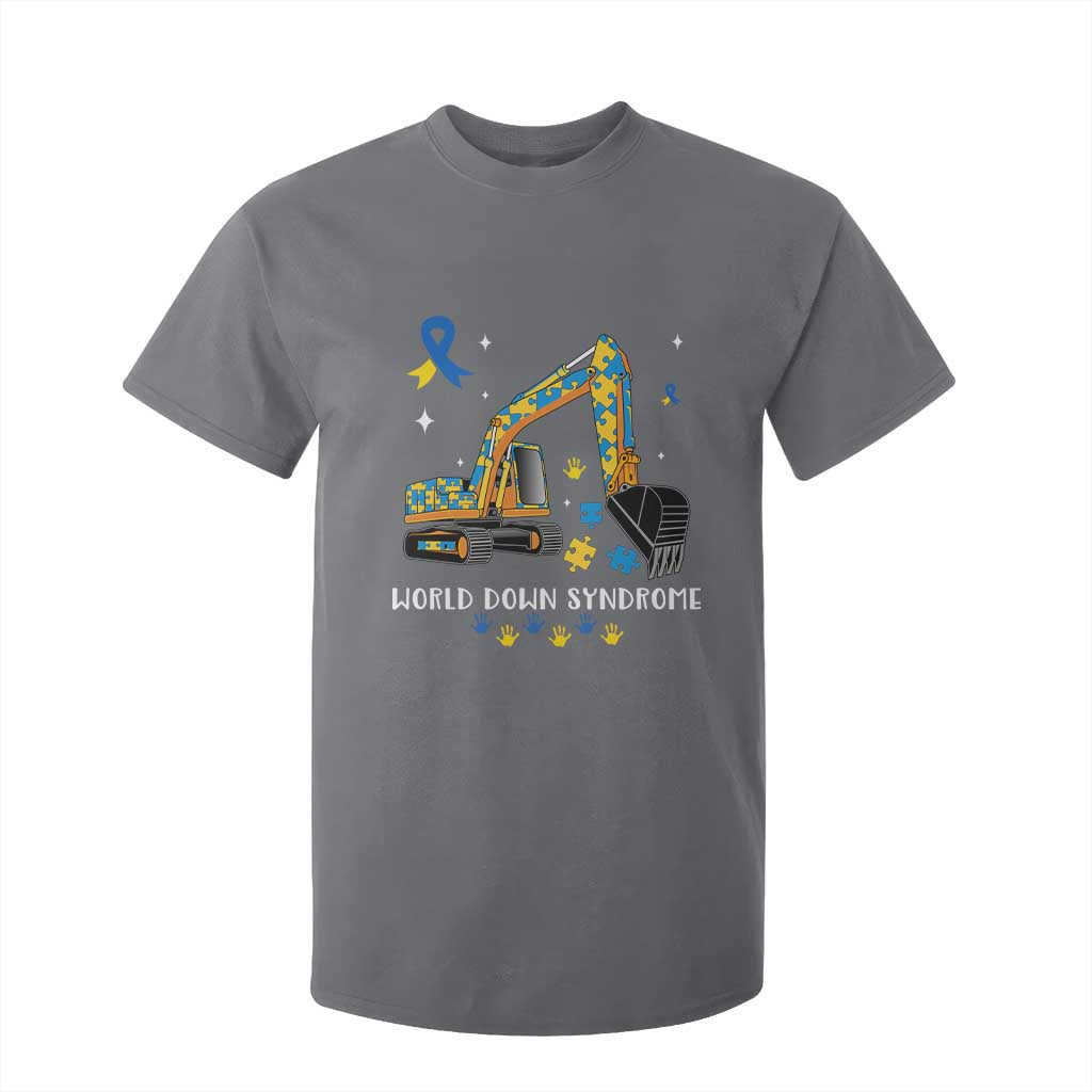 World Down Syndrome Support Day Bulldozer T Shirt For Kid