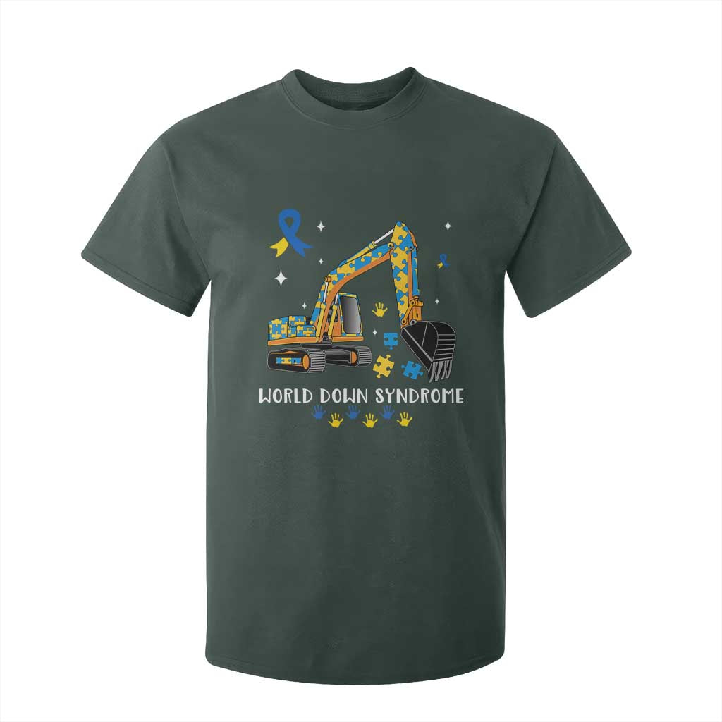 World Down Syndrome Support Day Bulldozer T Shirt For Kid
