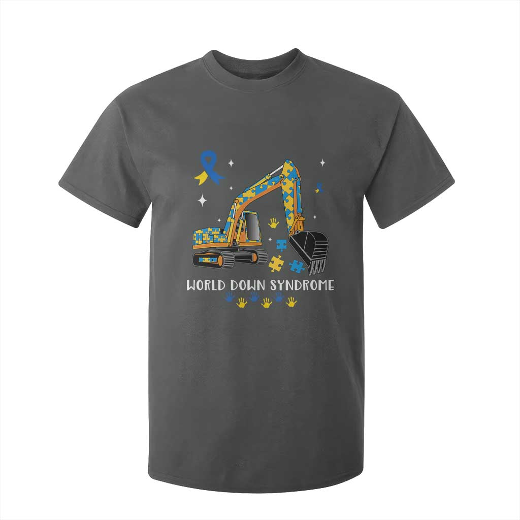 World Down Syndrome Support Day Bulldozer T Shirt For Kid