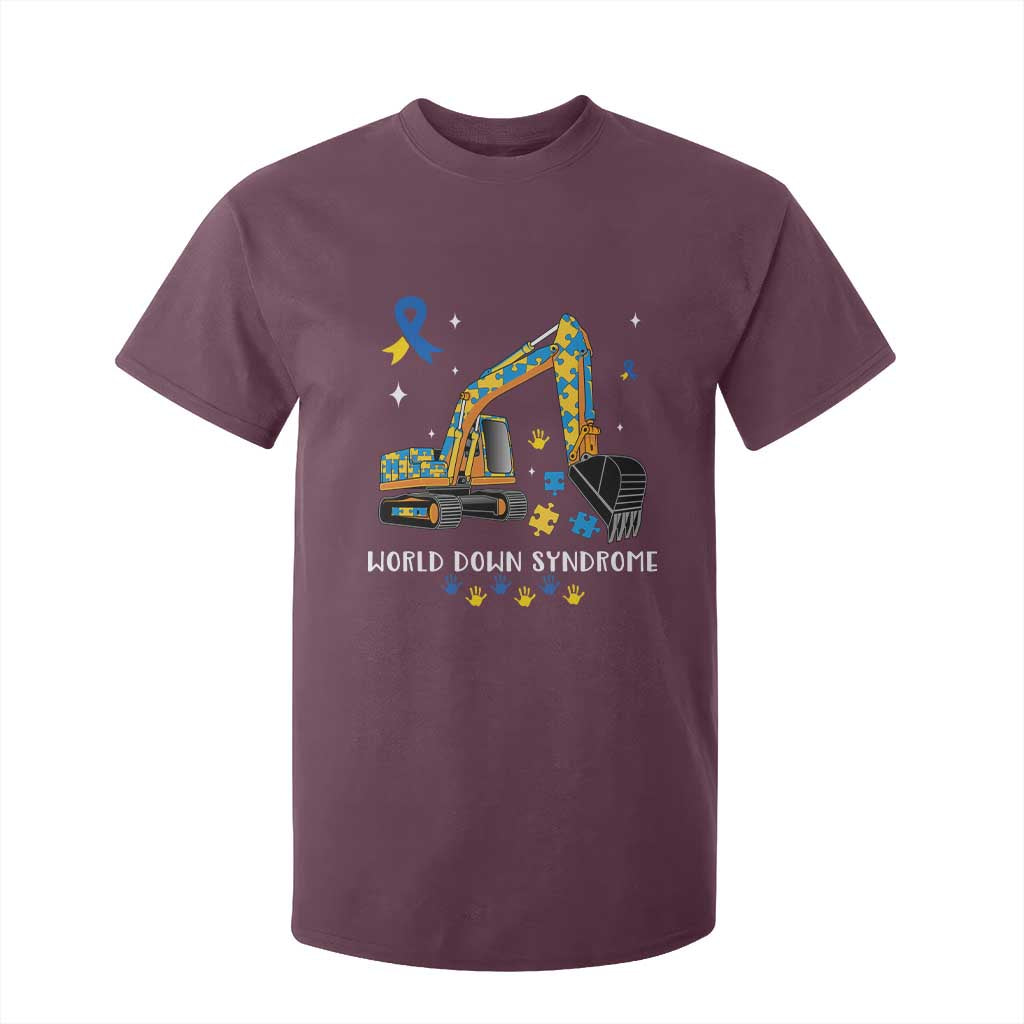 World Down Syndrome Support Day Bulldozer T Shirt For Kid