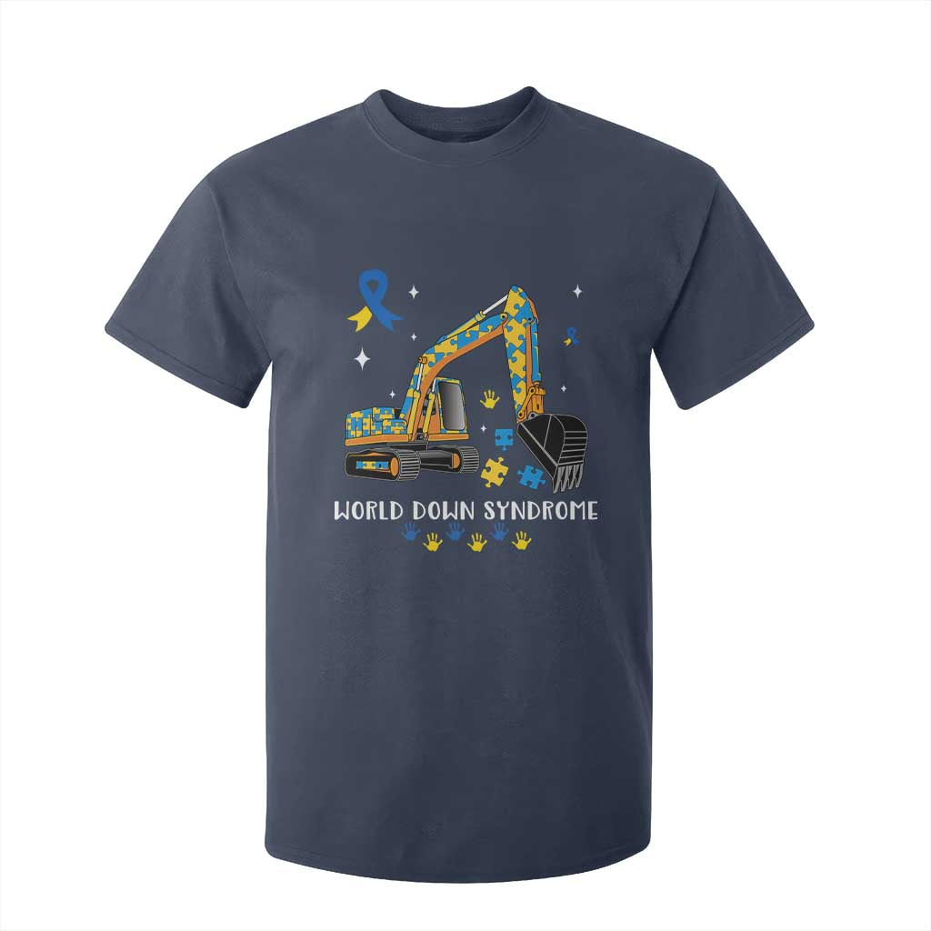 World Down Syndrome Support Day Bulldozer T Shirt For Kid