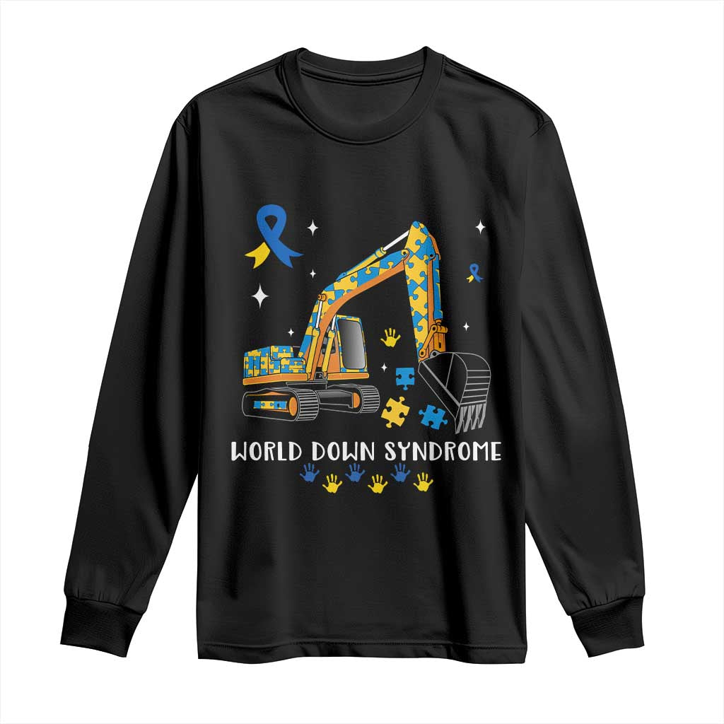 World Down Syndrome Support Day Bulldozer Long Sleeve Shirt