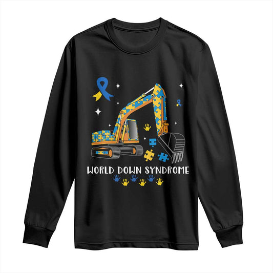 World Down Syndrome Support Day Bulldozer Long Sleeve Shirt