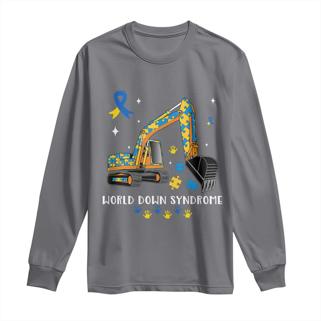 World Down Syndrome Support Day Bulldozer Long Sleeve Shirt