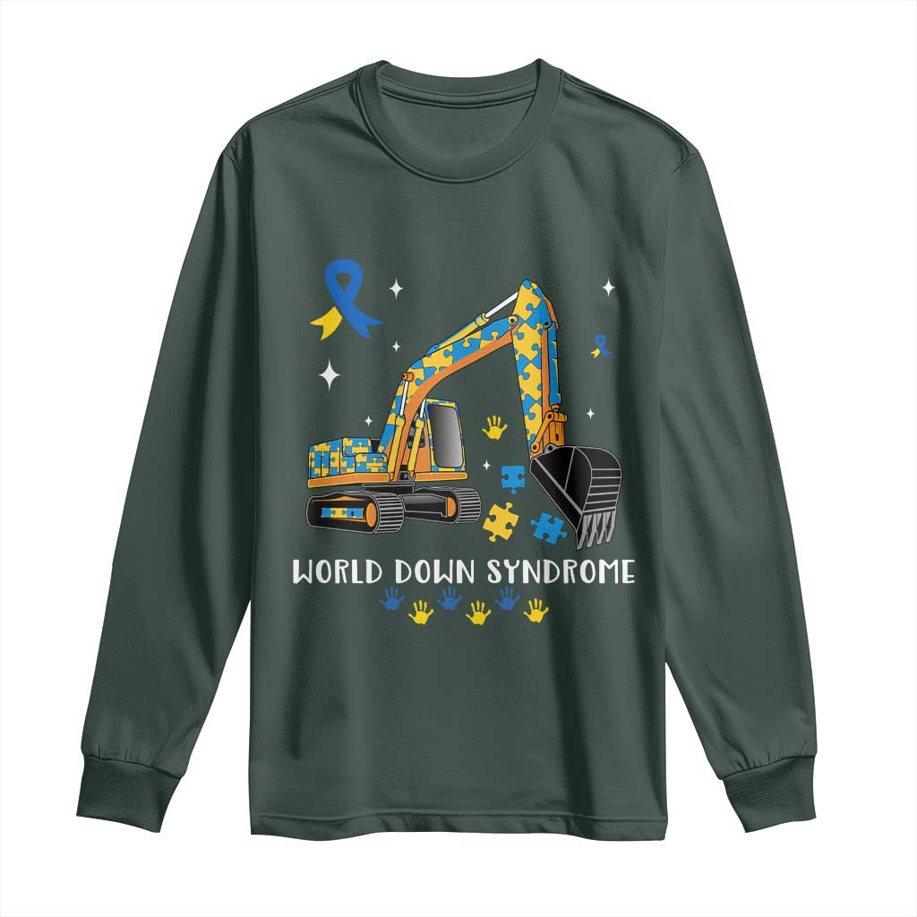 World Down Syndrome Support Day Bulldozer Long Sleeve Shirt