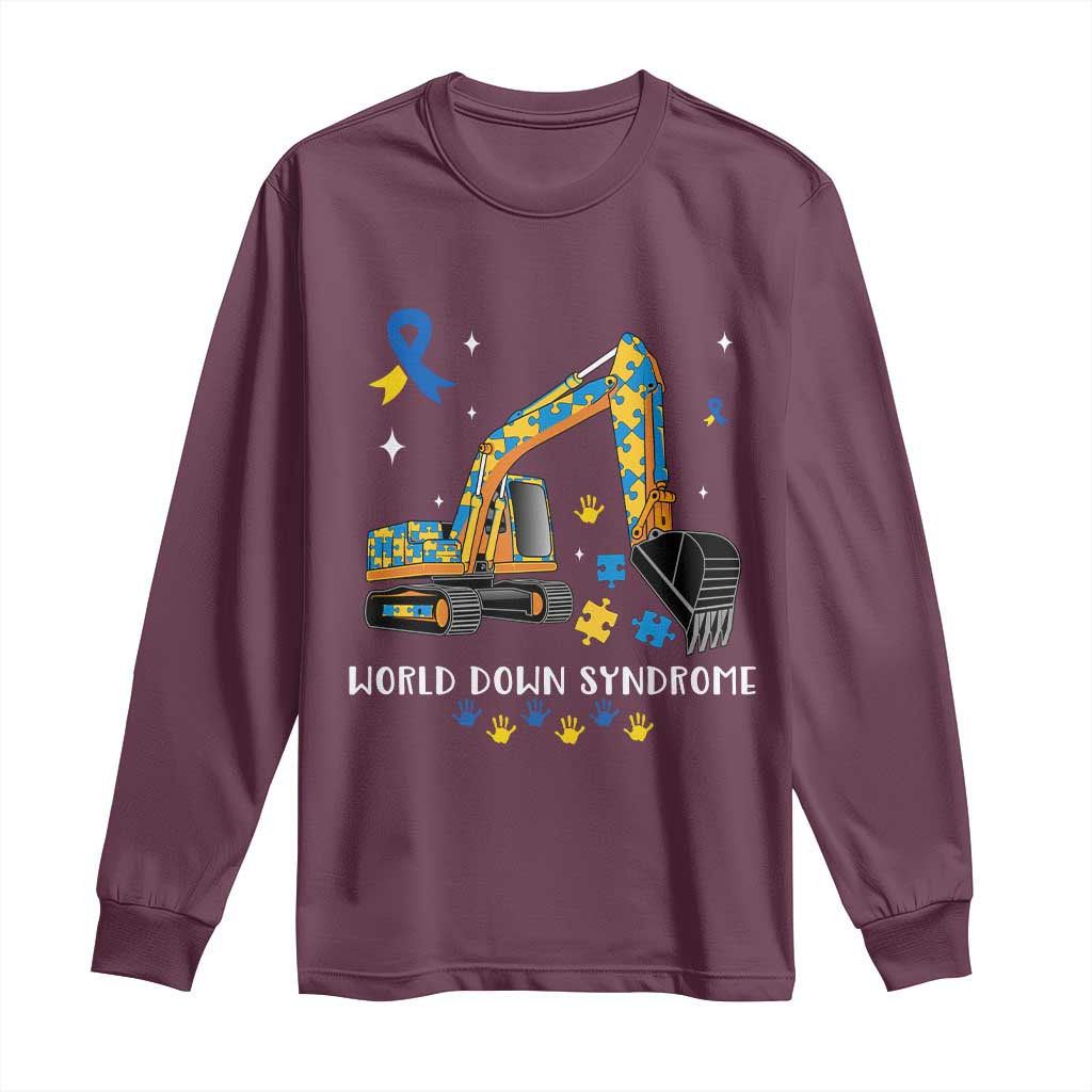 World Down Syndrome Support Day Bulldozer Long Sleeve Shirt