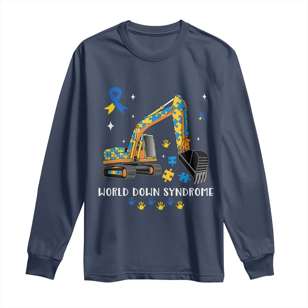 World Down Syndrome Support Day Bulldozer Long Sleeve Shirt