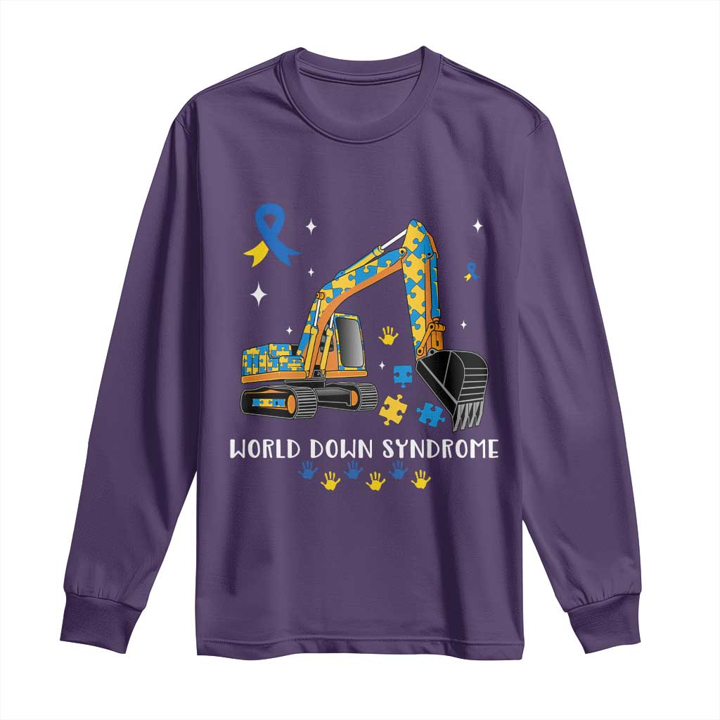 World Down Syndrome Support Day Bulldozer Long Sleeve Shirt