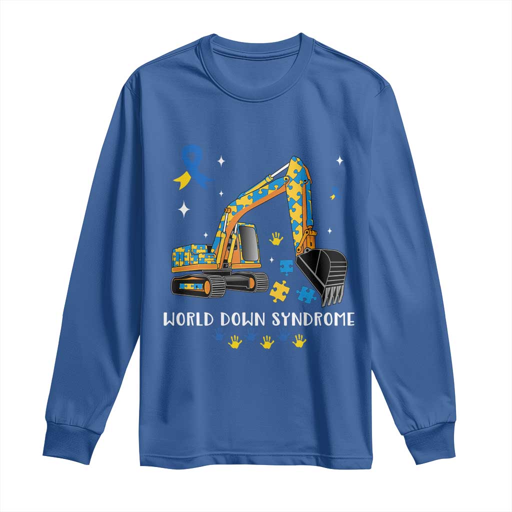 World Down Syndrome Support Day Bulldozer Long Sleeve Shirt