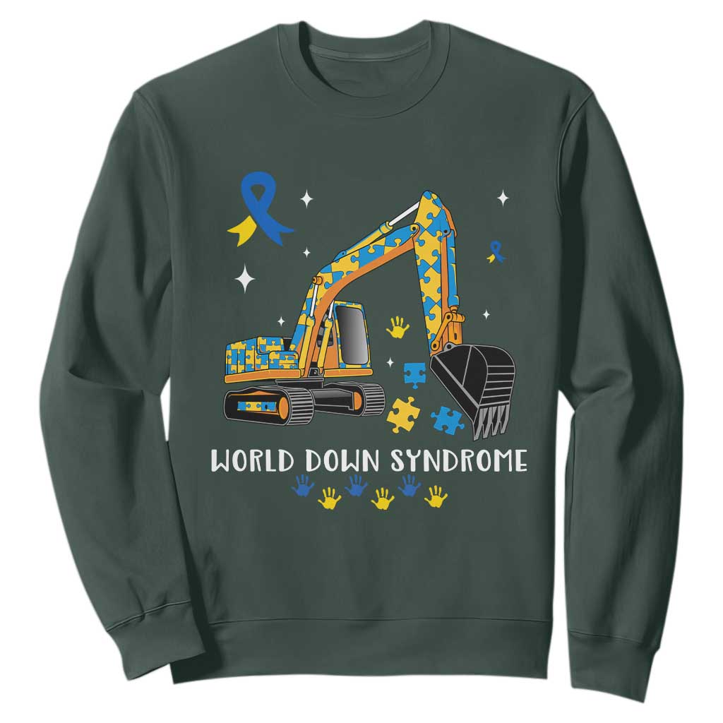 World Down Syndrome Support Day Bulldozer Sweatshirt