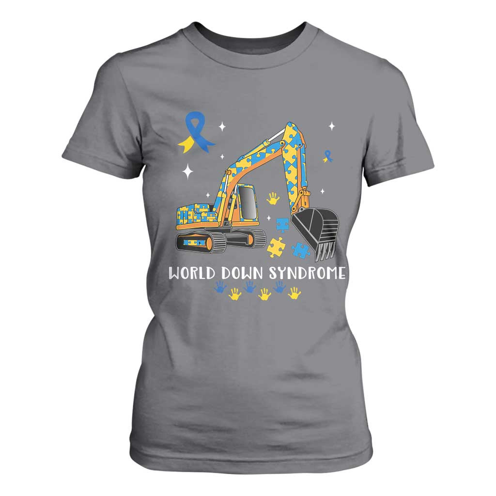 World Down Syndrome Support Day Bulldozer T Shirt For Women