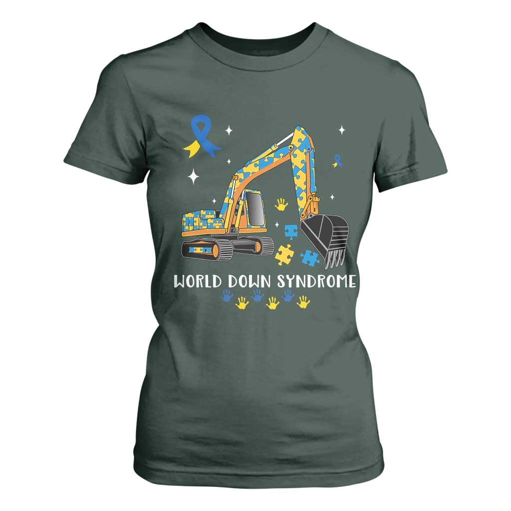 World Down Syndrome Support Day Bulldozer T Shirt For Women