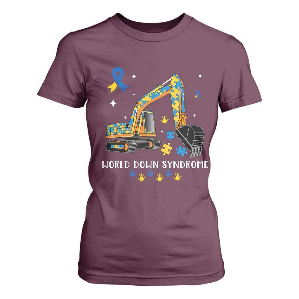 World Down Syndrome Support Day Bulldozer T Shirt For Women