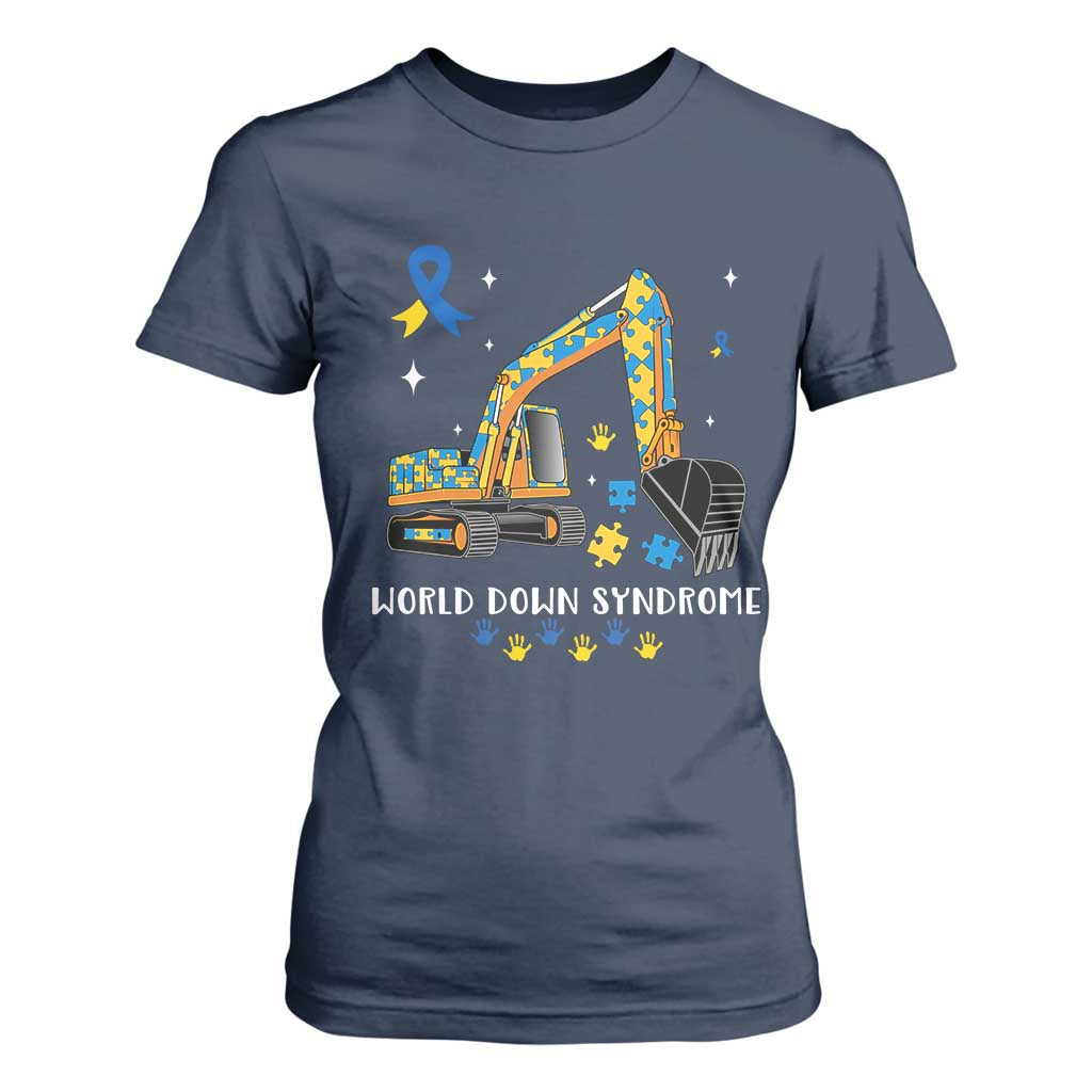 World Down Syndrome Support Day Bulldozer T Shirt For Women
