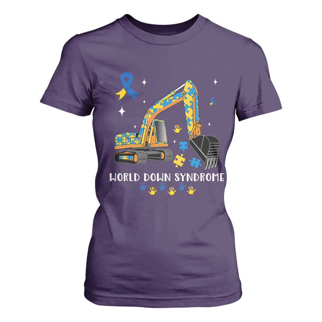 World Down Syndrome Support Day Bulldozer T Shirt For Women