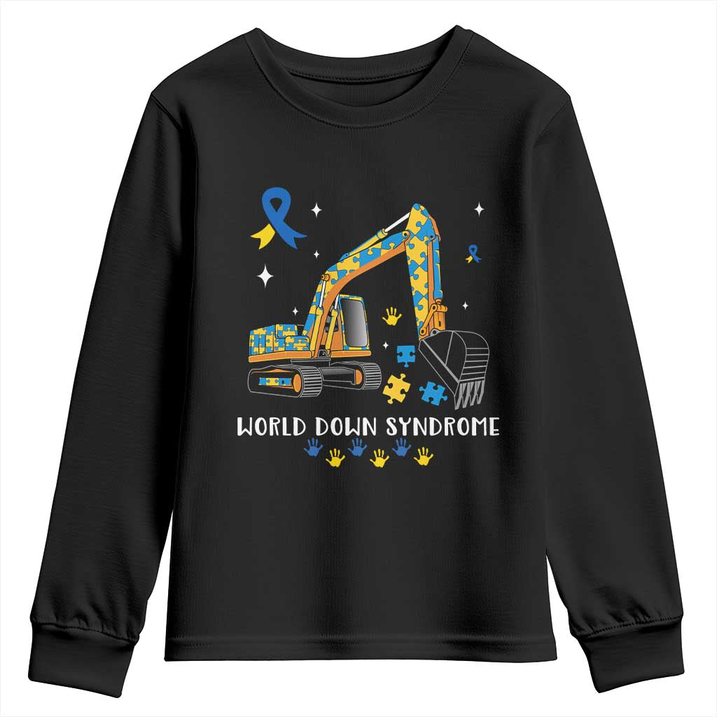 World Down Syndrome Support Day Bulldozer Youth Sweatshirt