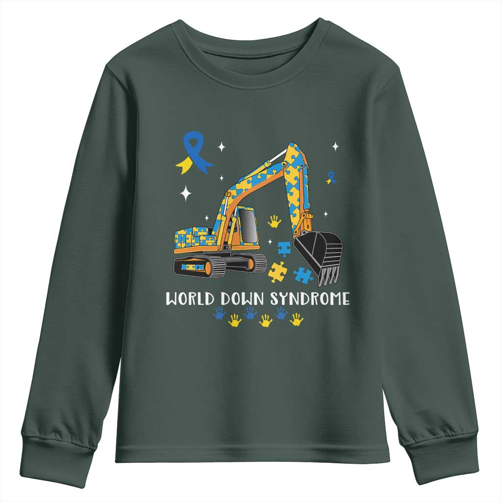 World Down Syndrome Support Day Bulldozer Youth Sweatshirt