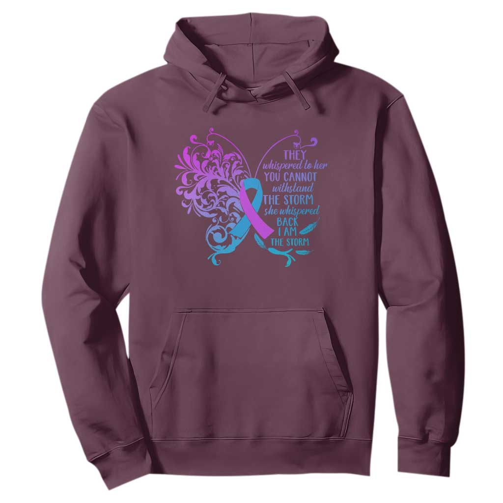 Suicide Prevention Support Hoodie She Whispered Back I Am The Storm Warrior