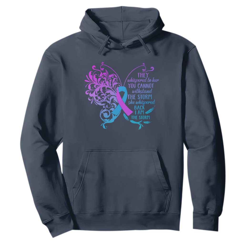 Suicide Prevention Support Hoodie She Whispered Back I Am The Storm Warrior