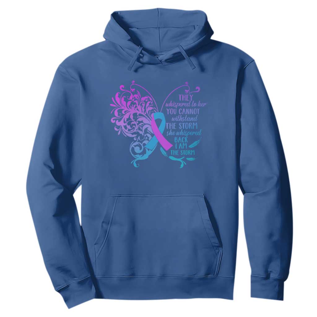 Suicide Prevention Support Hoodie She Whispered Back I Am The Storm Warrior
