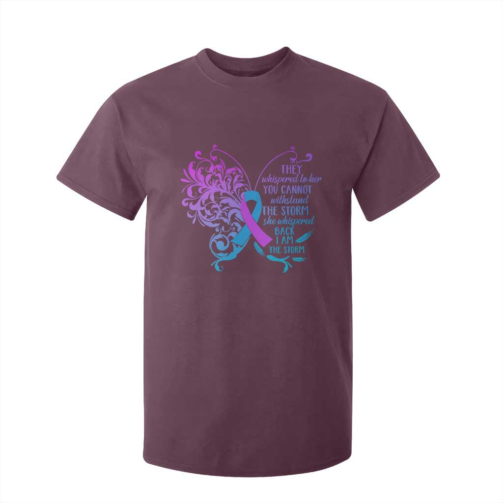 Suicide Prevention Support T Shirt For Kid She Whispered Back I Am The Storm Warrior
