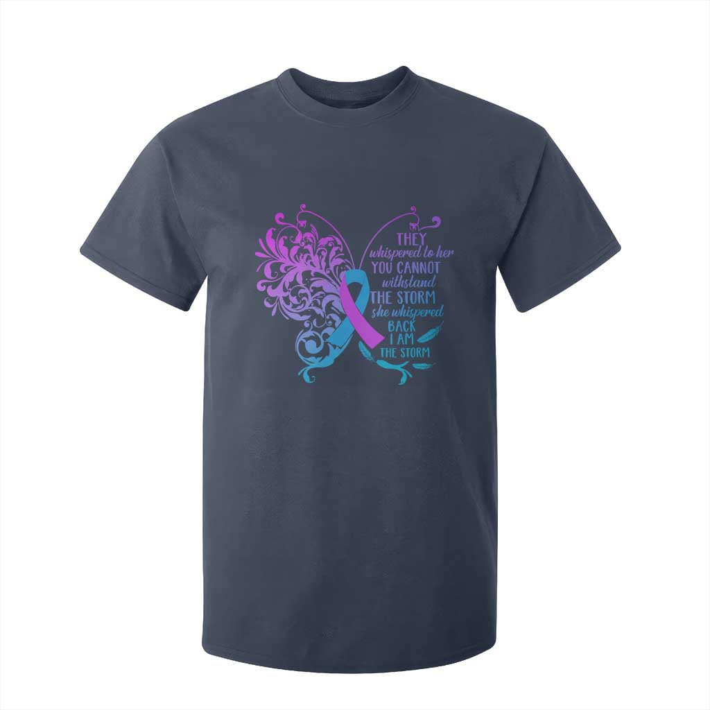 Suicide Prevention Support T Shirt For Kid She Whispered Back I Am The Storm Warrior