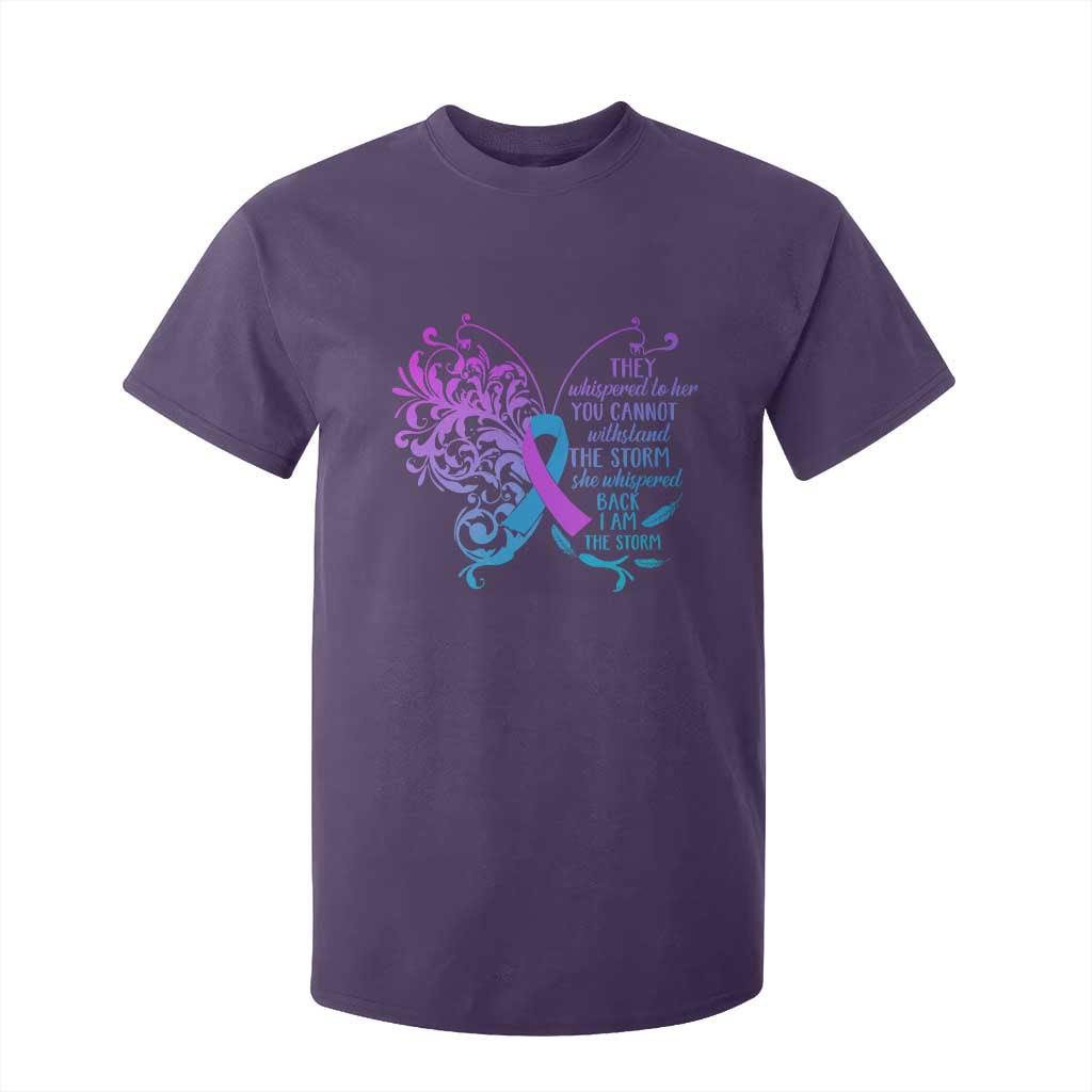 Suicide Prevention Support T Shirt For Kid She Whispered Back I Am The Storm Warrior