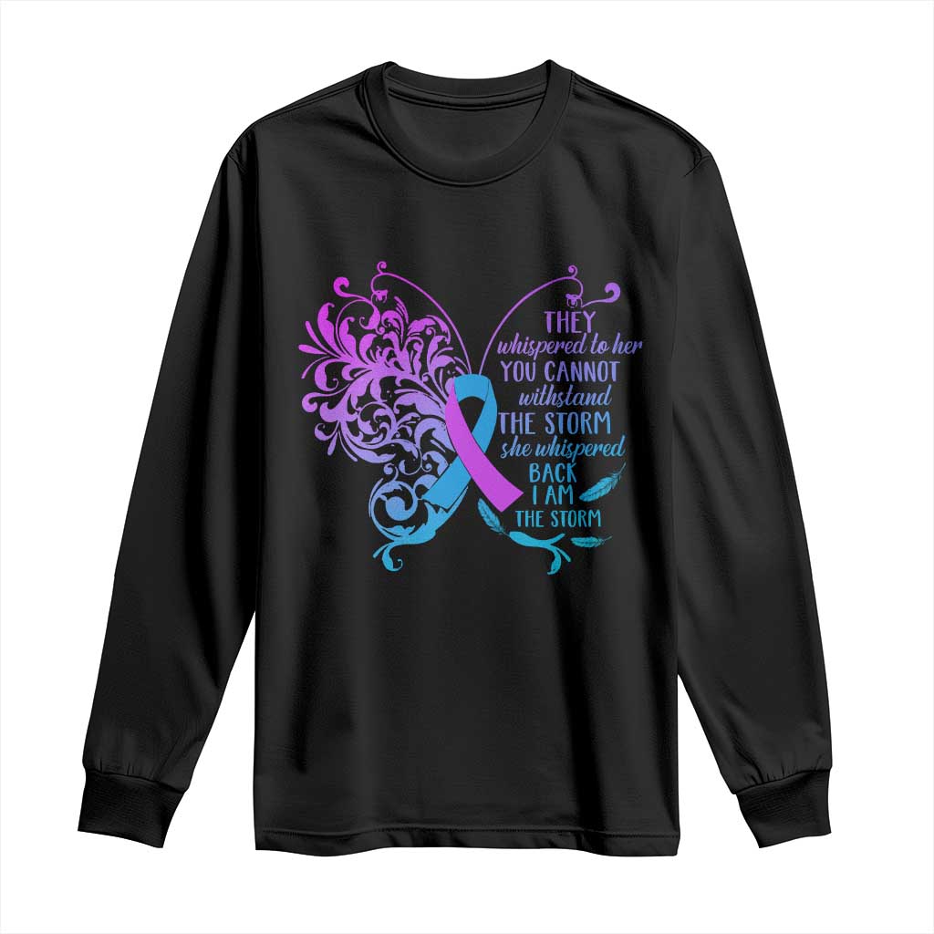 Suicide Prevention Support Long Sleeve Shirt She Whispered Back I Am The Storm Warrior