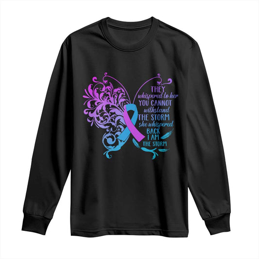 Suicide Prevention Support Long Sleeve Shirt She Whispered Back I Am The Storm Warrior