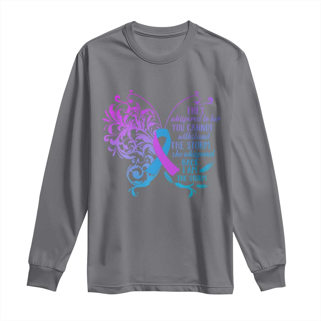 Suicide Prevention Support Long Sleeve Shirt She Whispered Back I Am The Storm Warrior