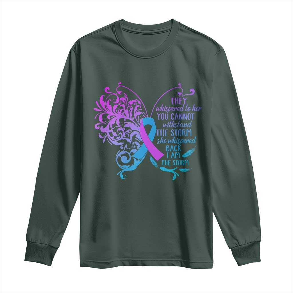 Suicide Prevention Support Long Sleeve Shirt She Whispered Back I Am The Storm Warrior
