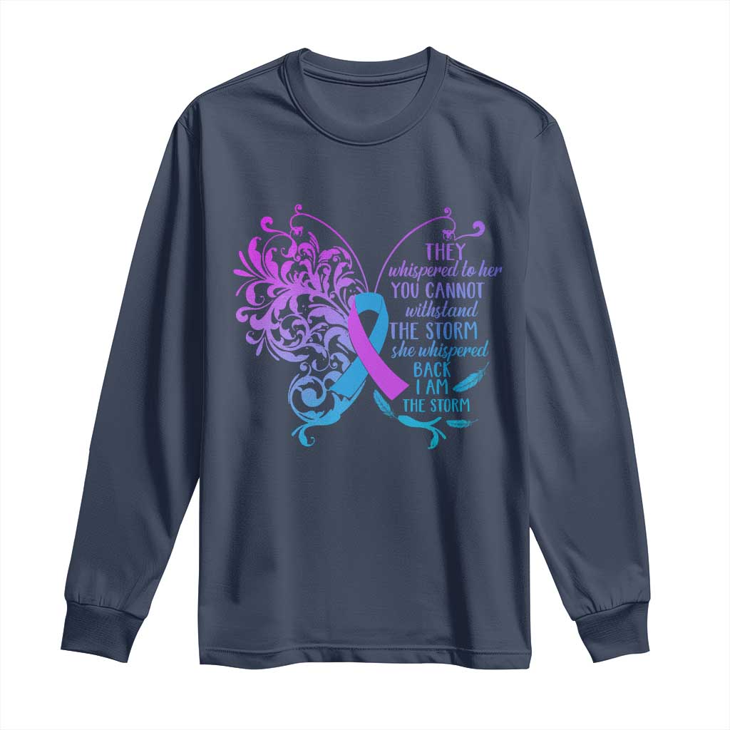Suicide Prevention Support Long Sleeve Shirt She Whispered Back I Am The Storm Warrior
