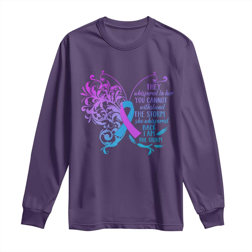 Suicide Prevention Support Long Sleeve Shirt She Whispered Back I Am The Storm Warrior