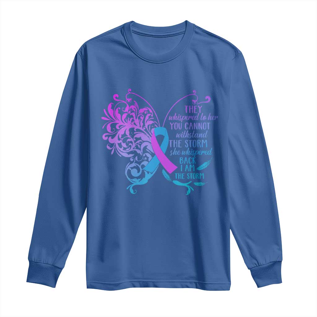 Suicide Prevention Support Long Sleeve Shirt She Whispered Back I Am The Storm Warrior