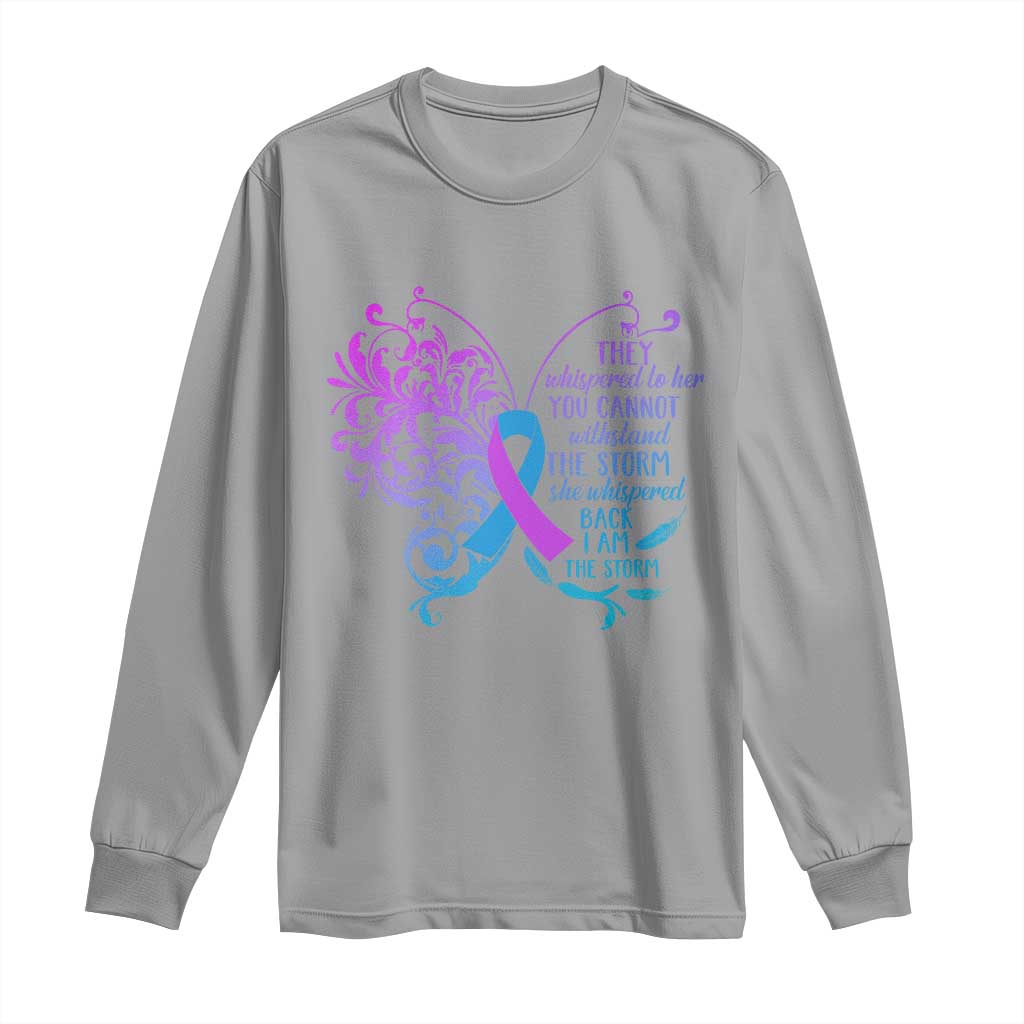 Suicide Prevention Support Long Sleeve Shirt She Whispered Back I Am The Storm Warrior