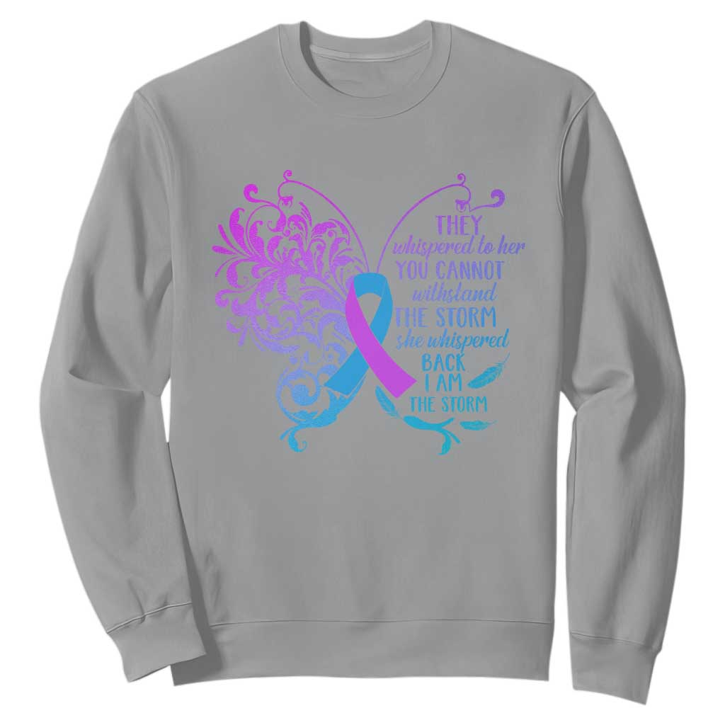 Suicide Prevention Support Sweatshirt She Whispered Back I Am The Storm Warrior