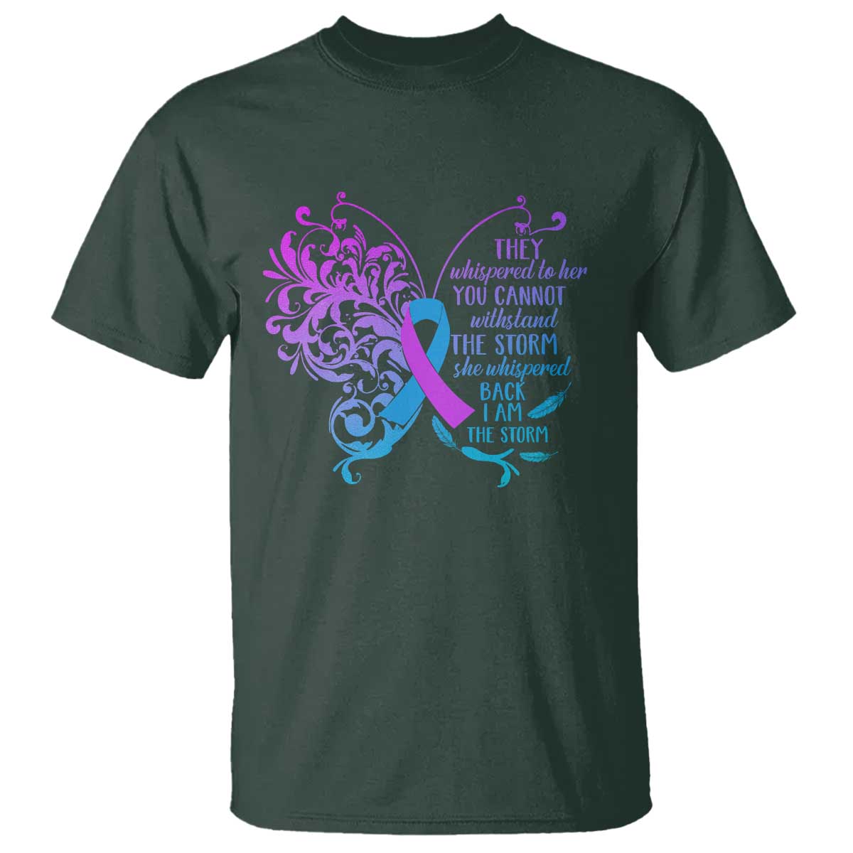 Suicide Prevention Support T Shirt She Whispered Back I Am The Storm Warrior